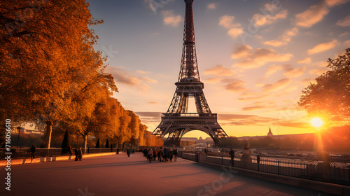 eiffel tower at sunset © toomi123
