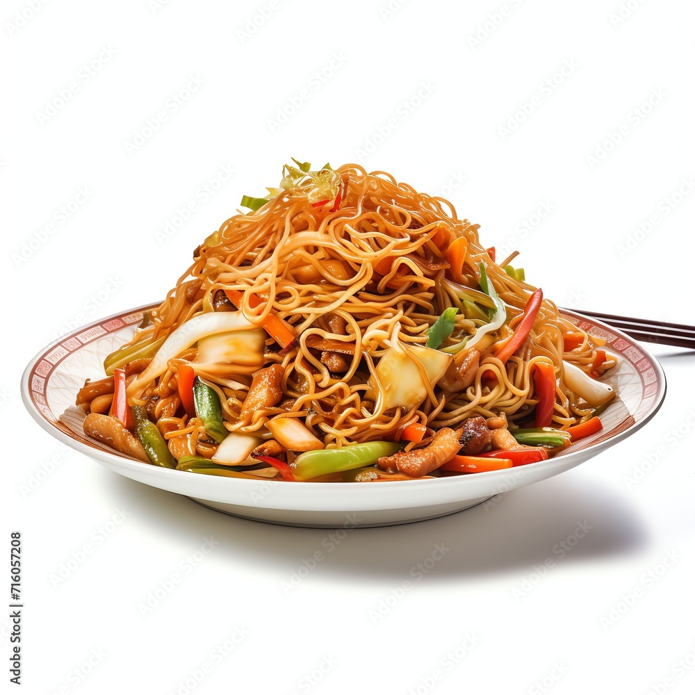a stir fried noodles, studio light , isolated on white background a stir fried noodles, studio light , isolated on white background