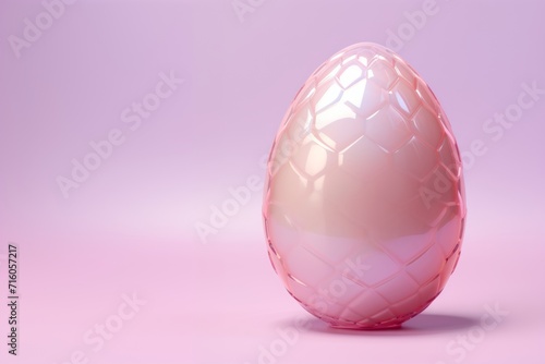 An easter egg adorned with delicate pink designs sits atop a vibrant pink background, ready to be sent as a cheerful greeting card for the holiday season