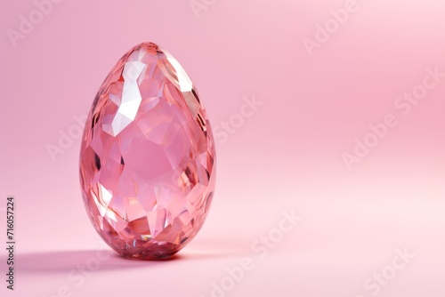 An easter surprise awaits in the form of a sparkling pink crystal egg, resting delicately on a matching background, perfect for gifting or displaying as a unique paperweight photo