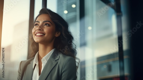 Wallpaper Mural Mexican young business woman looking at the window Torontodigital.ca