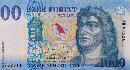 Hungarian 1000 forint banknotes national currency banknote front view photo