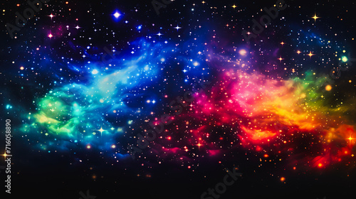 虹色に輝く星雲イメージ背景