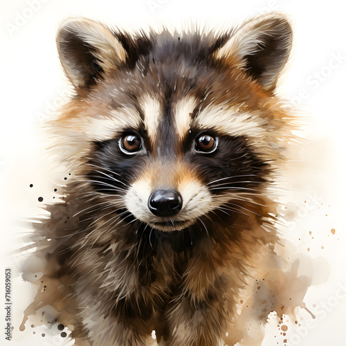 art of cute raccoon