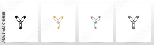 Engine Timing Belt Pulley Drives Letter Logo Design Y