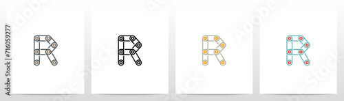 Engine Timing Belt Pulley Drives Letter Logo Design R