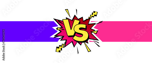 Cartoon comic background. Vs, fight versus. Comics book colorful competition poster with halftone elements. Retro Pop Art style. Vector illustration