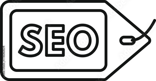Seo tag icon outline vector. Universal global seo. Market website