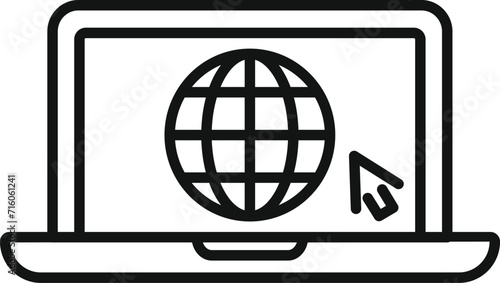 Laptop data web icon outline vector. Platform data rank. Evolution presence