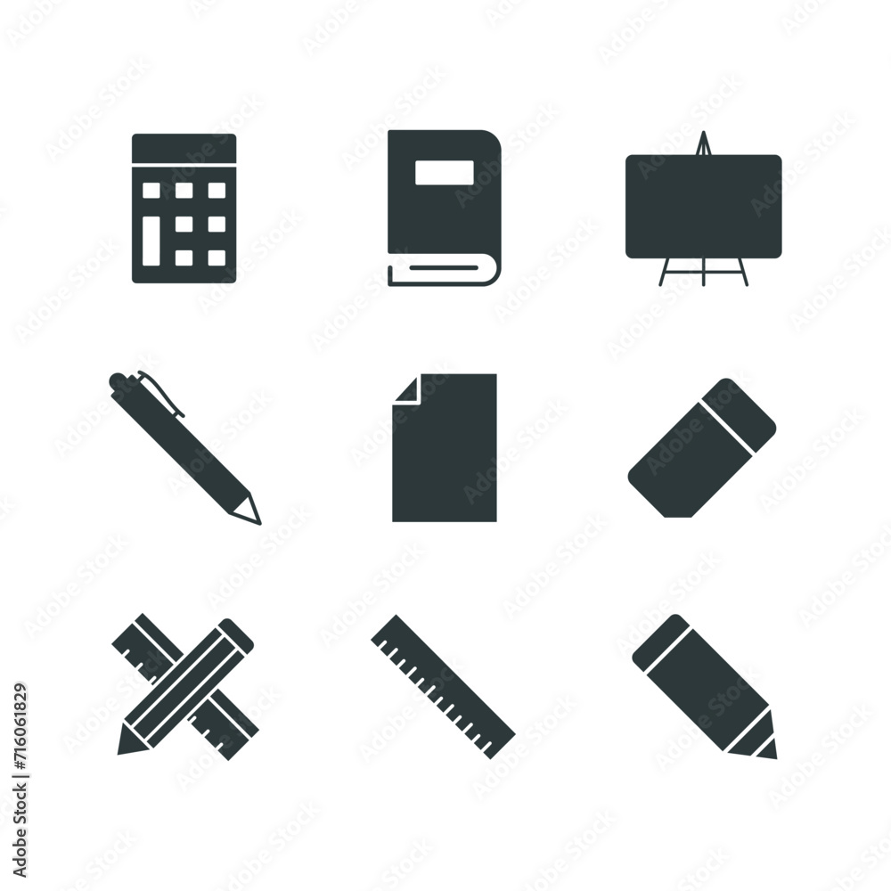 Stationery icon set vector design templates simple and modern