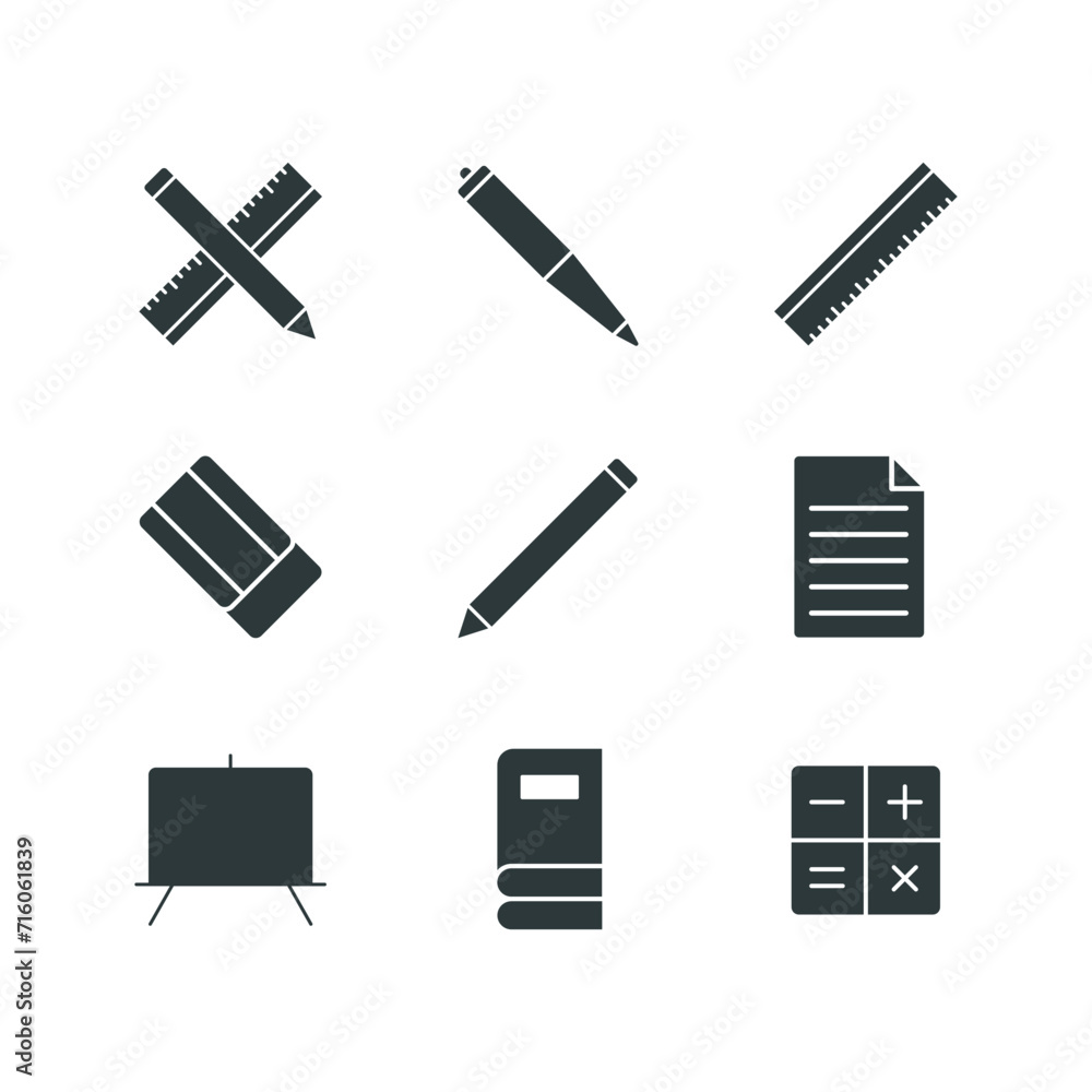 Stationery icon set vector design templates simple and modern