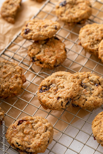 Healthy breakfast cookies with oats and dry cranberry