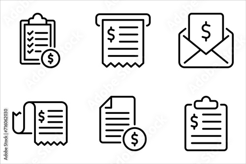 Invoice line icon set. Payment and bill invoice. Order symbol concept. vector illustration on white background