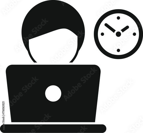 Daily time routine icon simple vector. Tired worker. Office laptop program