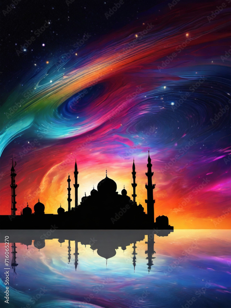 Mosque Eid Mubarak Background Design Art