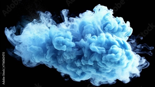 Smoke cloud blue dust floating mist cyan particles Ai Generative