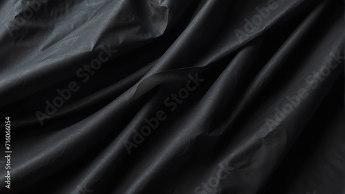 Black paper detailed with folds and creases close up texture background from Generative AI