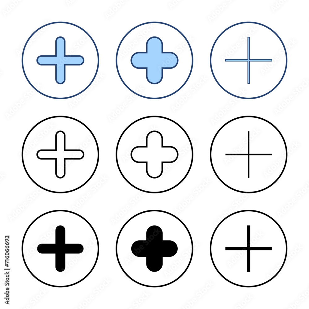 Fototapeta premium Plus icon vector. Add plus sign and symbol