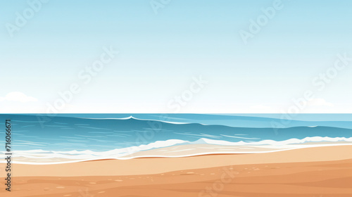 Sunny Sea Bliss: Beach, Sea, Summer, Sand, Nature, Blue, Water, Landscape, Illustration, Sky, Background