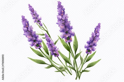 Flowering lavender herb isolated on transparent background. Generative AI