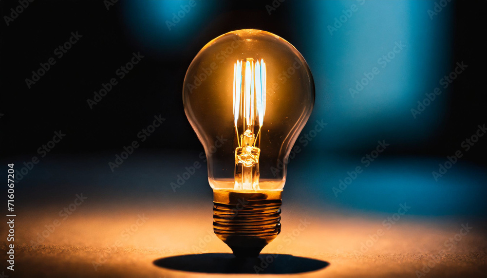 Glowing bulb, dark space, light, close-up Glowing bulb, dark space, light, close-up