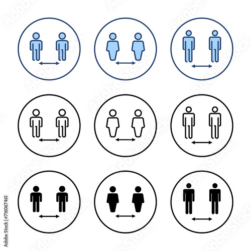 Social distance icon vector. social distancing sign and symbol. self quarantine sign