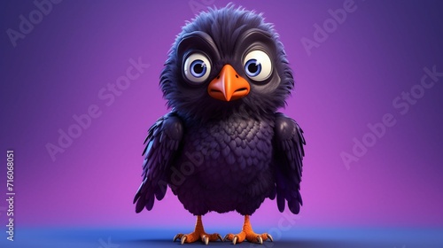 A cute cartoon raven character Ai Generative