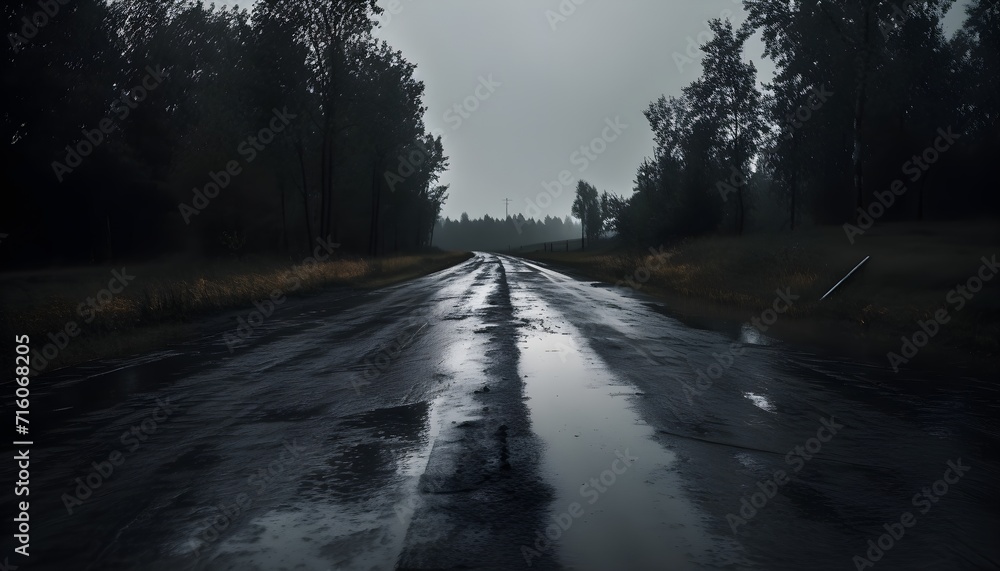 EMPTY ROAD AFTER THE RAIN