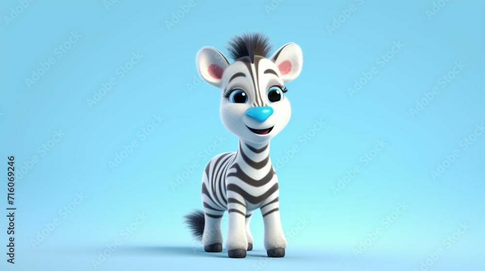 A cute cartoon Zebra character Ai Generative
