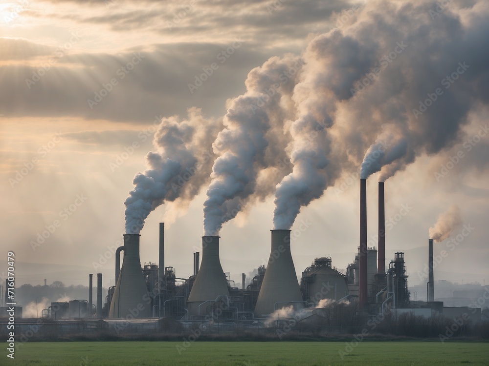  Factories that emit pollutants. Generative with AI