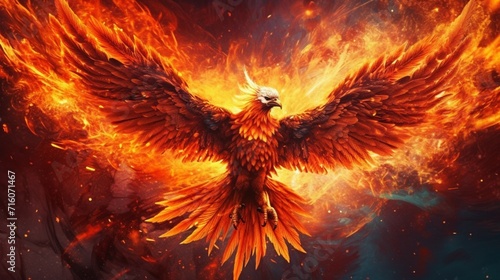 Magic phoenix bird background Ai Generative