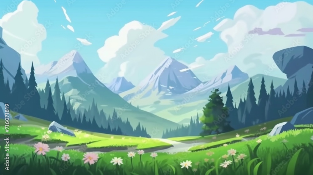 Mysterious landscape of majestic mountains in spring Ai Generative Mysterious landscape of majestic mountains in spring Ai Generative