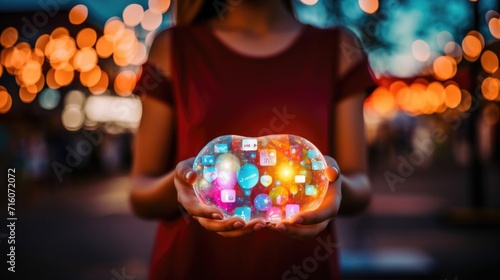 Closeup of a hand holding a social media influencers branded merchandise, highlighting the power and influence of social media on teens.