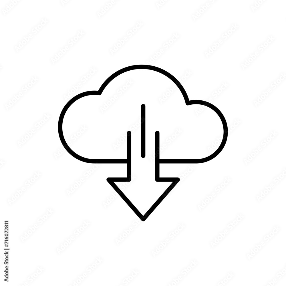 Cloud download outline icons, minimalist vector illustration ,simple transparent graphic element .Isolated on white background Cloud download outline icons, minimalist vector illustration ,simple transparent graphic element .Isolated on white background