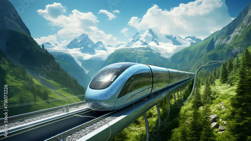 high speed rail through a mountain tunnel a modern high-speed train emerges from a tunnel photo