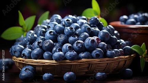 Wallpaper Mural realistic fresh blueberries with black and blur background Torontodigital.ca