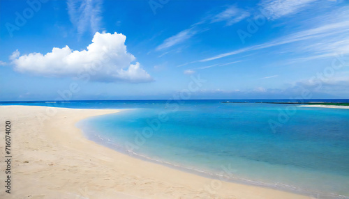 Image of the sea in Okinawa with a blue sky.