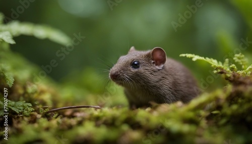 Pygmy Shrew in Underbrush, a pygmy shrew darting through the dense underbrush, its tiny form a blur 