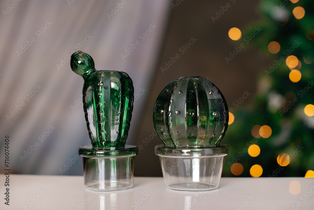 Vase decorative cactus glass