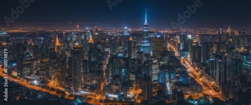 Vibrant Cityscape at Night, a cityscape at night captured in HDR, the city lights creating