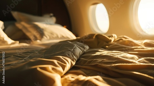 As the world awakens outside your private jet window, revel in the lavish linens and textiles that make every flight feel like a fivestar hotel experience. photo