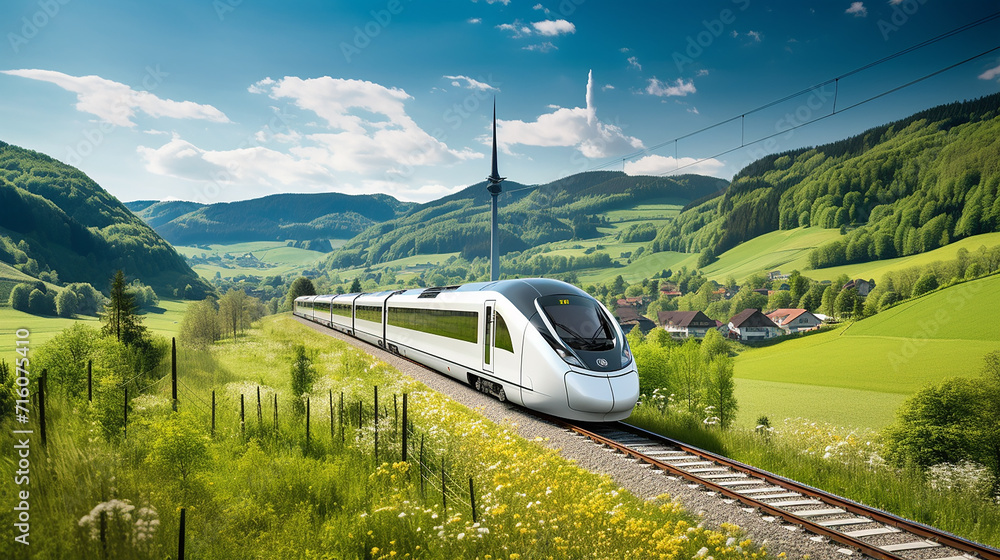 intercity express train in the German Black Forest: Germany's high-speed ICE train zooms