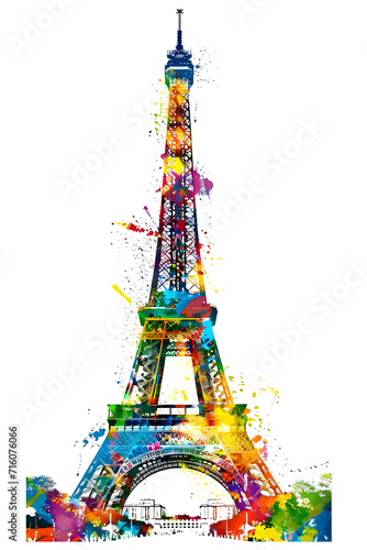 grunge colorful eiffel tower