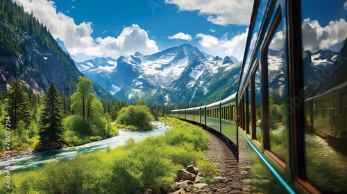 scenic train through the rocky mountain. On a scenic train through the Rocky Mountains photo