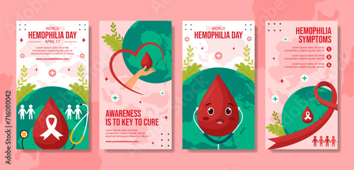 Hemophilia Day Social Media Stories Flat Cartoon Hand Drawn Templates Background Illustration
