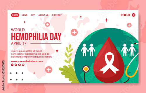 Hemophilia Day Social Media Landing Page Cartoon Hand Drawn Templates Background Illustration