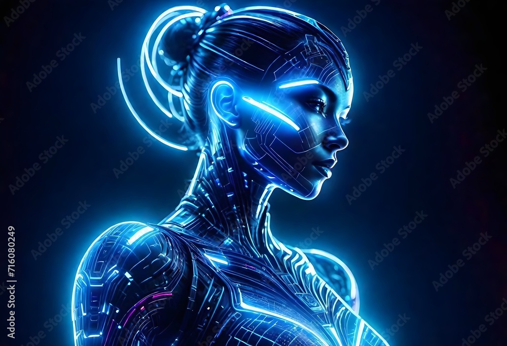 cyber woman neon style cyber woman neon style