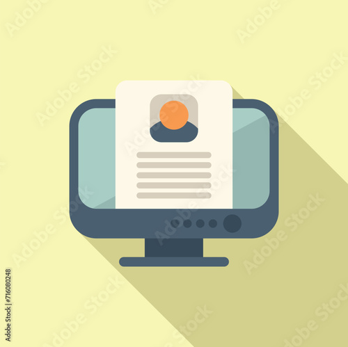 Online service documents icon flat vector. Take head cv. Business deal