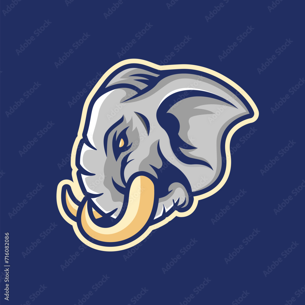 Elephant head mascot logo character illustration