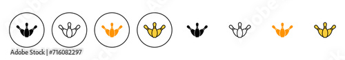 Bowling icon set vector. bowling ball and pin sign and symbol.